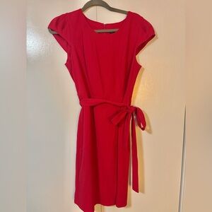 EUC New York & Co Red Cap Sleeve Sheath Dress w/ Belt Size Medium